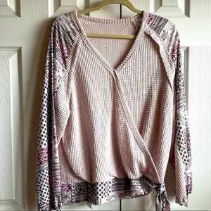 🌟BOHO Patchwork Waffle Knit Blouse